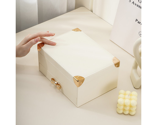 Шкатулка Casegrace SP-01261 для украшений и ювелирных изделий двухуровневая  23*17*12 см White