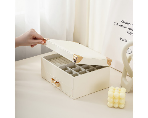 Шкатулка Casegrace SP-01261 для украшений и ювелирных изделий двухуровневая  23*17*12 см White
