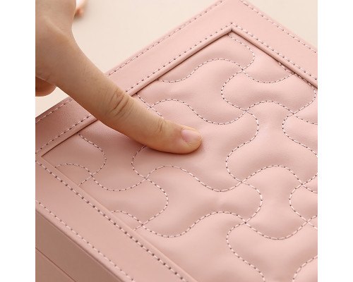 Шкатулка Casegrace SP-01265 для украшений и ювелирных изделий трехуровневая на замке с ключом 23*17*13,5 см Pink