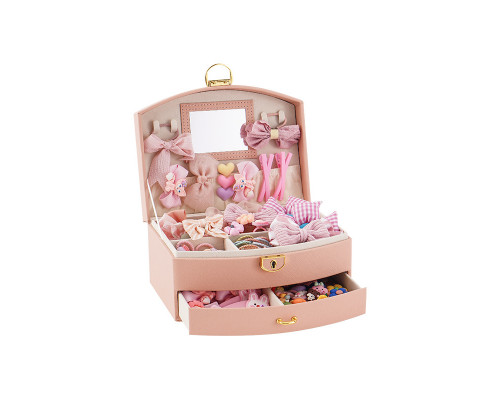 Шкатулка Casegrace SP-01279 для украшений и ювелирных изделий двохуровневая с зеркалом и ручкой 20*15*10 см Pink