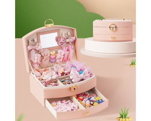 Шкатулка Casegrace SP-01279 для украшений и ювелирных изделий двохуровневая с зеркалом и ручкой 20*15*10 см Pink