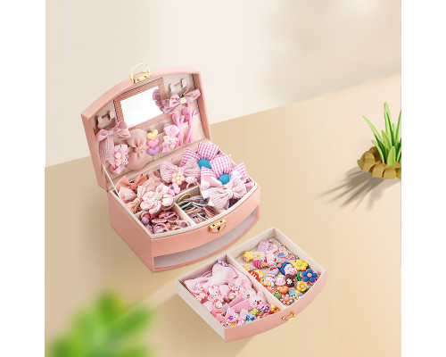 Шкатулка Casegrace SP-01279 для украшений и ювелирных изделий двохуровневая с зеркалом и ручкой 20*15*10 см Pink