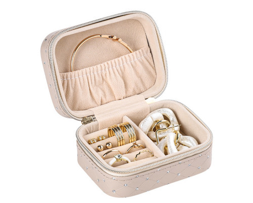 Шкатулка Casegrace SP-01304-B для украшений и ювелирных изделий портативная с молнией Beige
