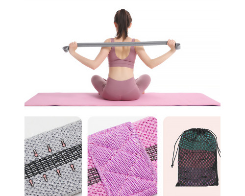 Набор резинок для фитнеса AOLIKES RB-3607 3шт Green+Pink+Violet