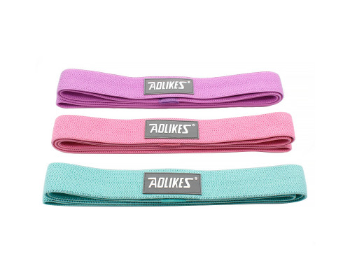 Набор резинок для фитнеса AOLIKES RB-3609 3шт Green+Pink+Violet