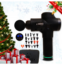 Ударний масажер Boostex (massage gun) з 30 режимами, 21 насадкою та акумулятором.