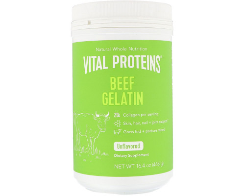 Желатин говяжий, Beef Gelatin, Vital Proteins, без вкуса, порошок, 465 г