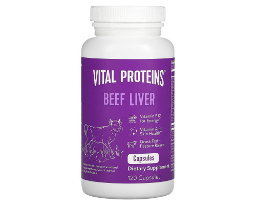 Печень говяжья, Beef Liver, Vital Proteins, 750 мг, 120 капсул