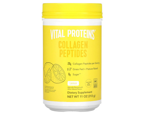 Пептиды коллагена, Collagen Peptides, Vital Proteins, лимон, порошок, 313 г