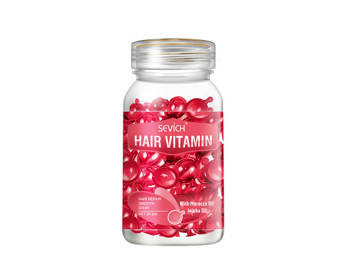 Витаминные капсулы для волос Sevich Hair Vitamin с марокканским маслом и маслом жожоба для восстановления повреждённых волос красные 30шт
