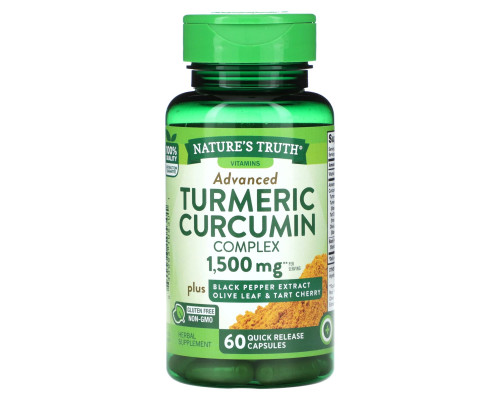 Куркума комплекс, Turmeric Curcumin Complex, Nature's Truth, 1500 мг, 60 капсул швидкого вивільнення (750 мг на капсулу)