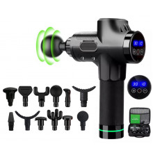 Масажер Massage Gun Max з 30 режимами та 12 насадками в комплекті (чорний)