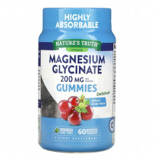 Магній гліцинат, Magnesium Glycinate Gummies, Nature's Truth, смак винограду, 200 мг, 60 веганських жувальних цукерок (100 мг на жувальну цукерку)