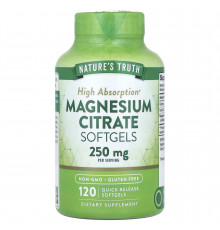 Магній цитрат, Magnesium Citrate, Nature's Truth, 250 мг, 120 гелевих капсул швидкого вивільнення (125 мг в гелевій капсулі)
