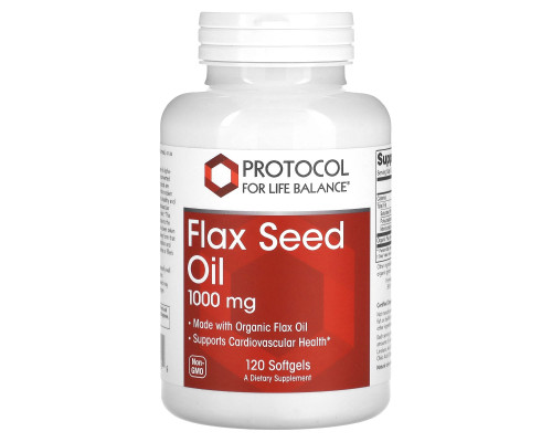 Олія насіння льону, Flax Seed Oil, Protocol for Life Balance, 1000 мг, 120 гелевих капсул