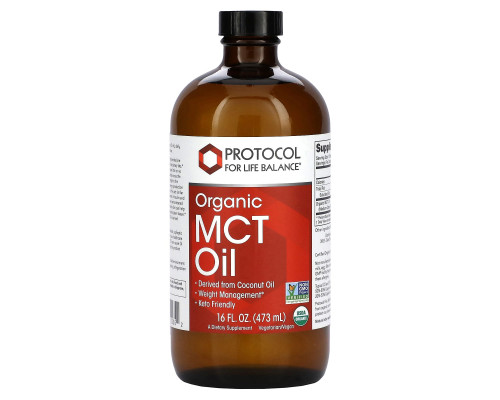 Олія MCT, Organic MCT Oil, Protocol for Life Balance, органік, 473 мл