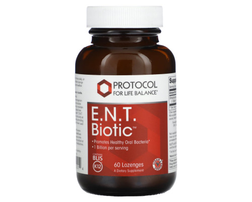 Пробіотик, ENT Biotic, Protocol for Life Balance, 1 млрд, 60 льодяників