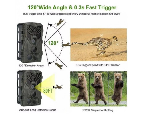 Фотопастка Suntek НС-810A 20м, огляд 120 °, з датчиком руху, нічна зйомка, захист IP65. Камера для охорони