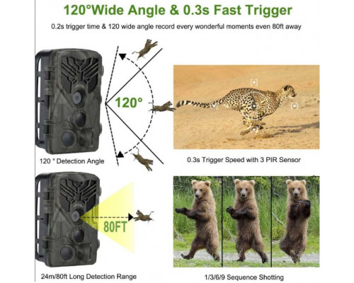 Фотопастка Suntek HC 801A 25м, огляд 120 °, датчик руху, нічна зйомка, захист IP65.