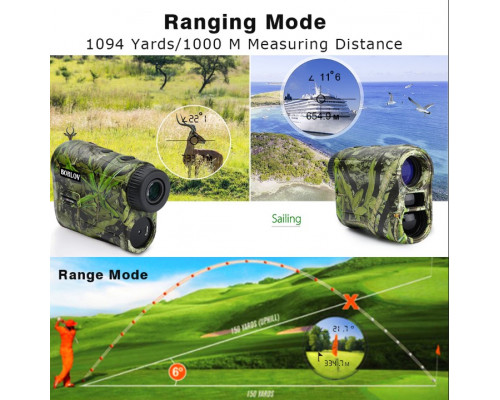 Професійний водонепроникний лазерний далекомір Boblov NK-1000 з вимірюванням кута та швидкості до 1000 метрів