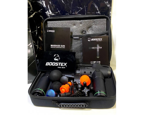 Ударний масажер тригерних точок Boostex PRO MАХ-30 режимів +20 насадок + запасна батарея 2500am/h + кейс у подарунок