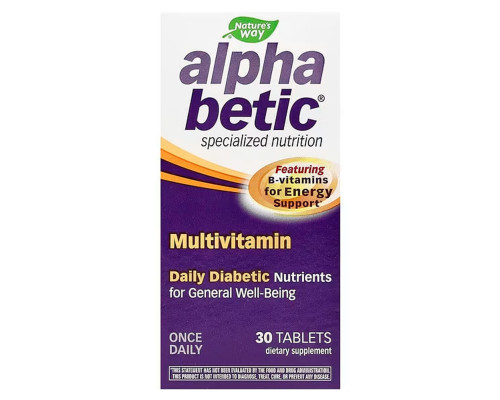 Мультивитамины для диабетиков, Alpha Betic® Multivitamin, Nature's Way, один раз в день, 30 таблеток