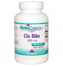 Экстракт бычьей желчи, Ox Bile, Nutricology, 500 мг, 100 капсул