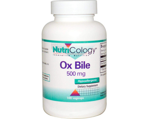 Экстракт бычьей желчи, Ox Bile, Nutricology, 500 мг, 100 капсул