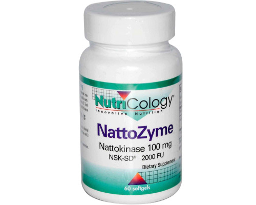 НаттоЗим, NattoZyme, Nutricology, 180 гелевых капсул