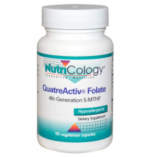 Фолат, 5-MTHF, QuatreActiv Folate, Nutricology, 90 капсул
