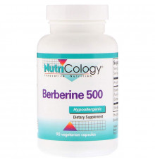 Берберин, Berberine 500, Nutricology, 90 вегетарианских капсул