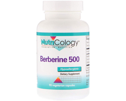 Берберин, Berberine 500, Nutricology, 90 вегетарианских капсул