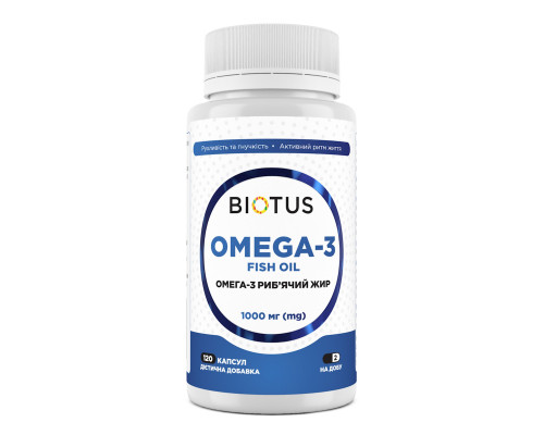 Омега-3 исландский рыбий жир, Omega-3 Fish Oil, Biotus, 120 капсул (1000 мг на 2 капсулы)