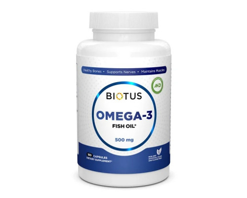 Омега-3, рыбий жир, Omega-3 Fish Oil, Biotus,  180 капсул (1000 мг на 2 капсулы)