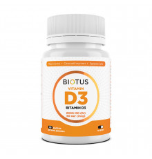 Витамин D3, Vitamin D3, Biotus, 2000 МЕ, 60 капсул