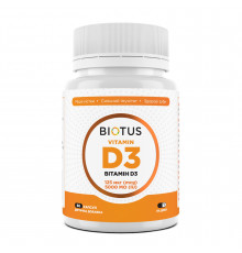 Витамин D3, Vitamin D3, Biotus, 125 мкг (5000 МЕ), 60 капсул