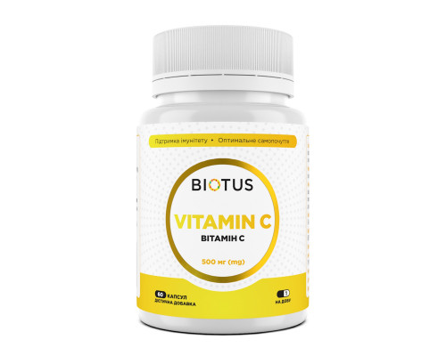 Витамин С, Vitamin C, Biotus, 500 мг, 60 капсул