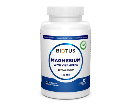 Магний с витамином В6, Magnesium with Vitamin B6, Biotus, 133 мг, 150 капсул