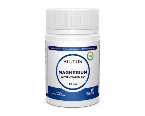 Магний и витамин В6, Magnesium with Vitamin B6, Biotus, 60 таблеток