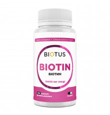 Биотин, Biotin, Biotus, 10000 мкг, 100 капсул